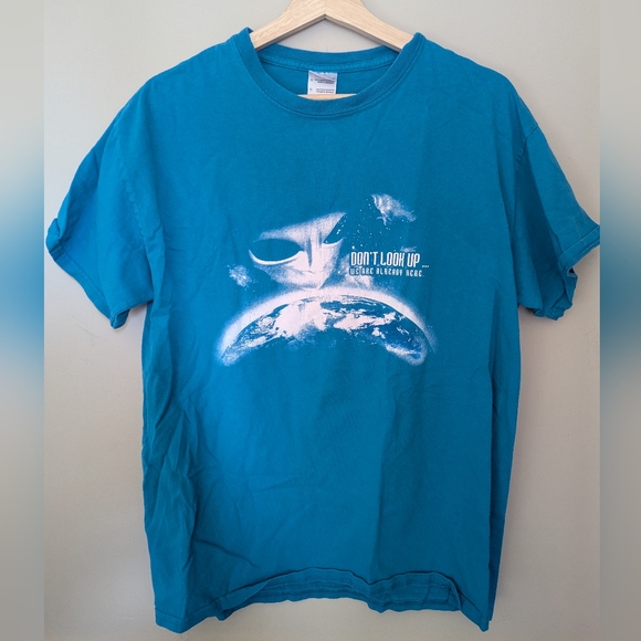 VINTAGE Blue Alien Tee - Picture 1 of 3